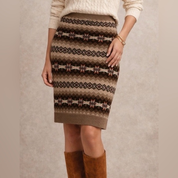Lauren Blackwell Dresses & Skirts - Lauren Ralph Lauren Wool Blend Southwestern Fair Isle Knit Pencil Skirt Small